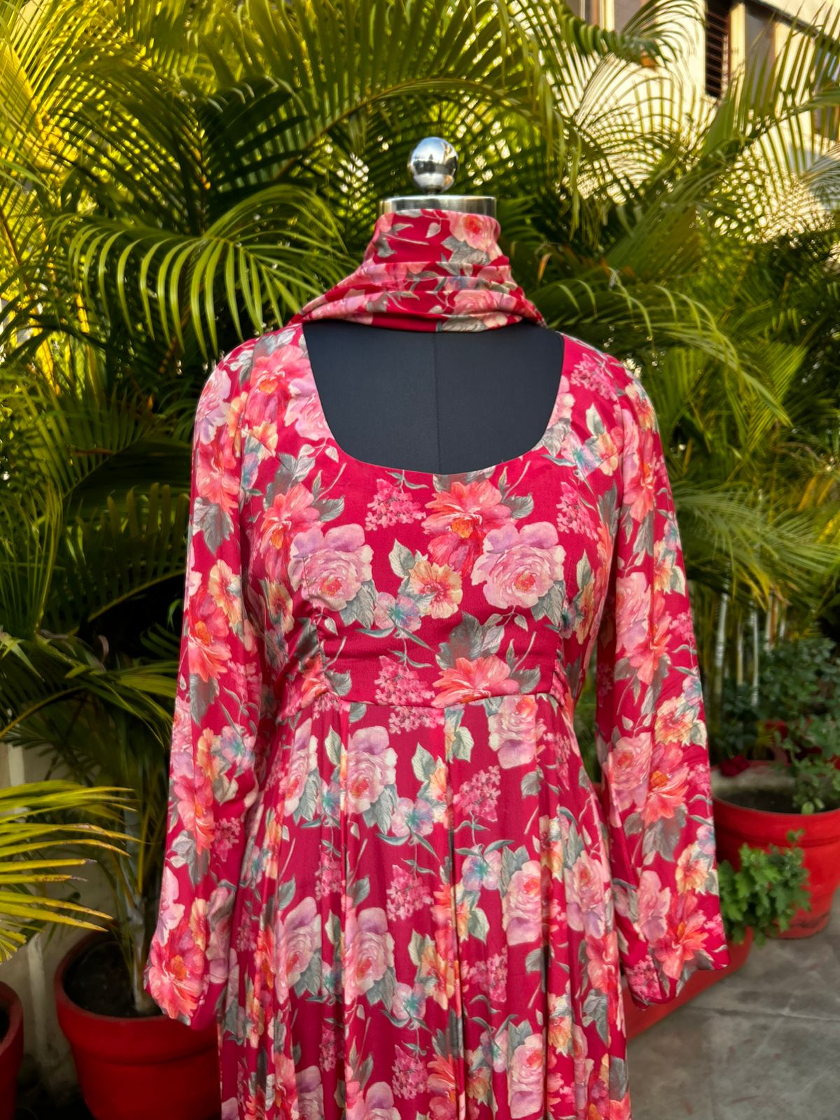 Floral modal Anarkali 3 piece suit