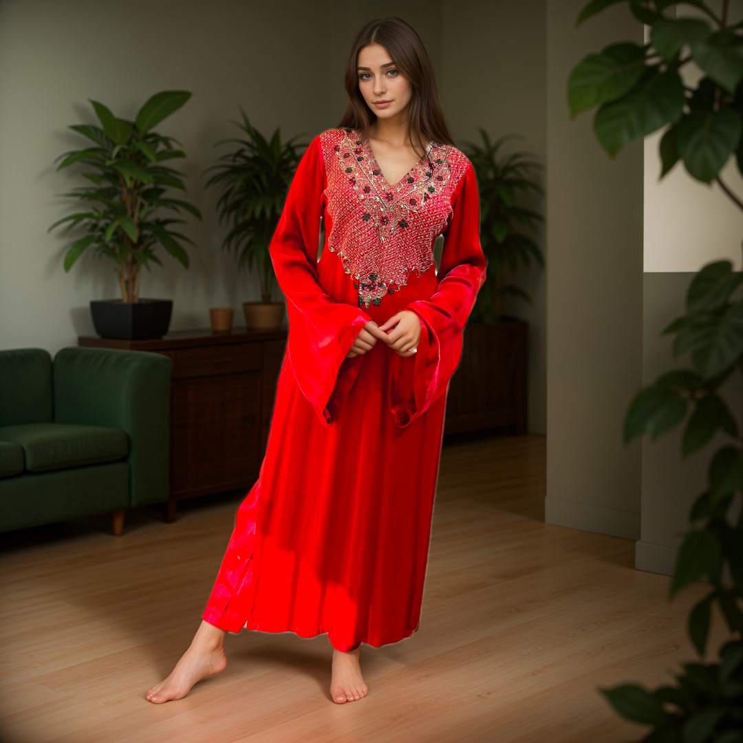 Red Jardosi handwork Pakistani suit