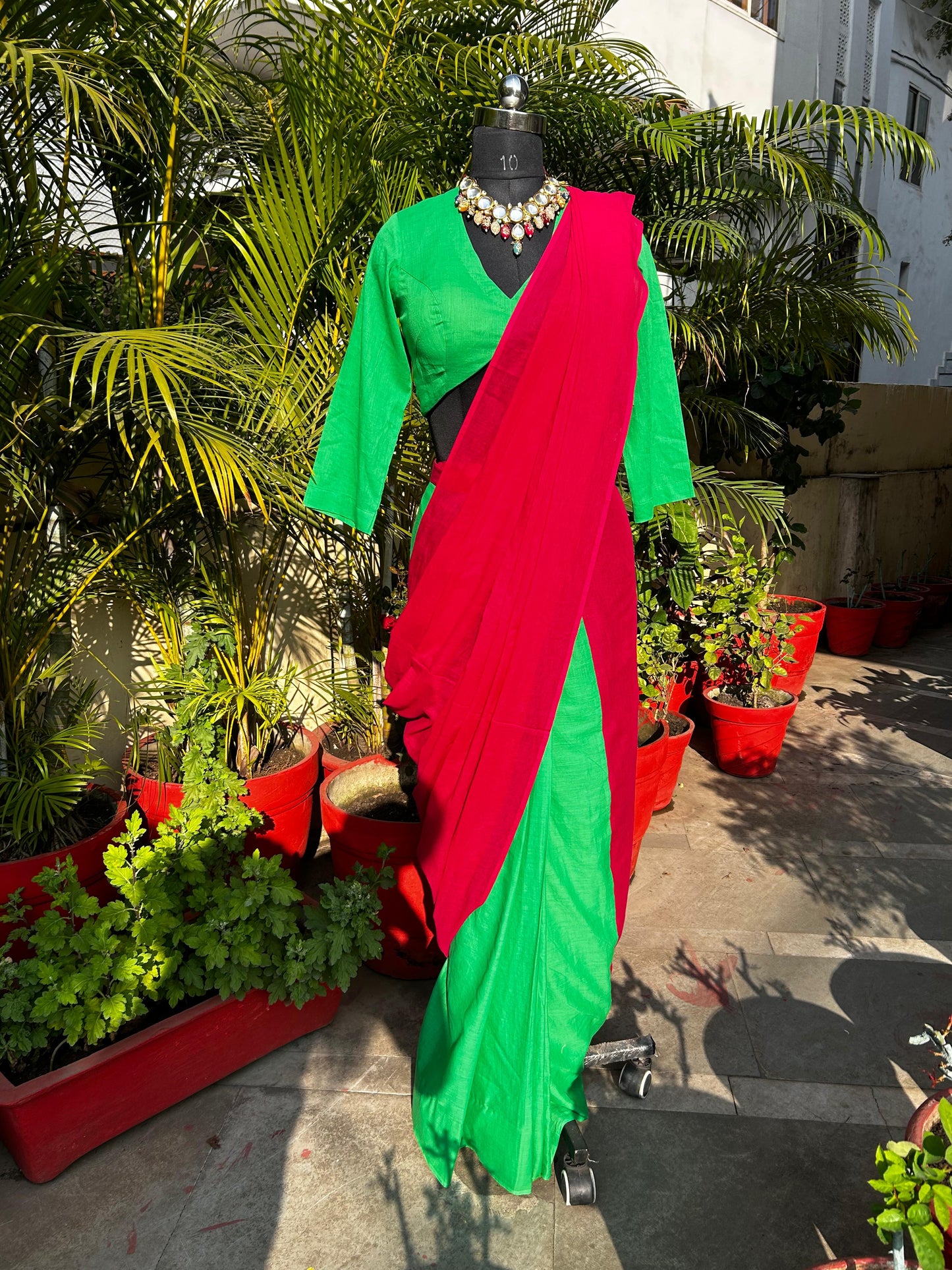 Mal mal Saree with  Stitched blouse