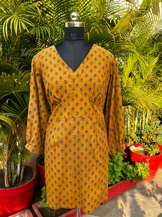 Mustard Ajrakh dress