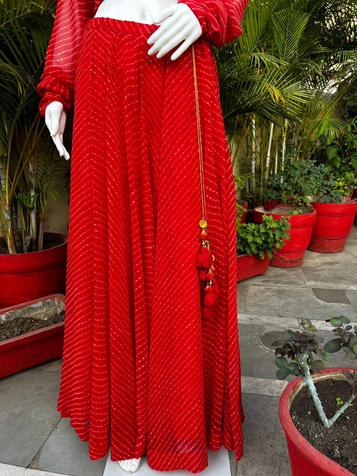 Red lehriya lehenga choli with Duppata