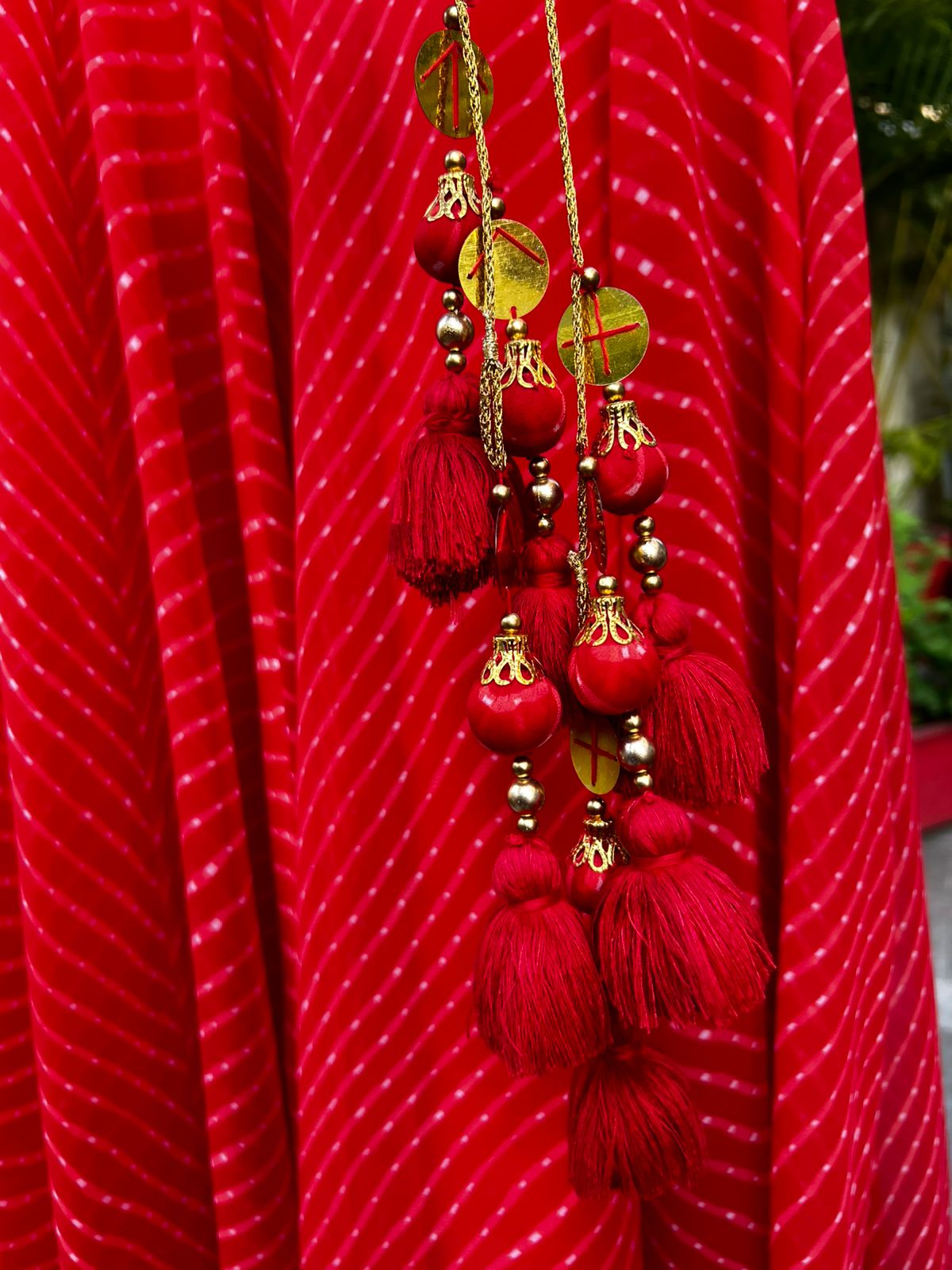 Red lehriya lehenga choli with Duppata